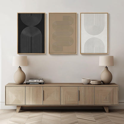 Large Framed Black and White Abstract Wall Art for Living Room, 3 Piece Big Modern Canvas Prints Paintings Artwork for Walls, Minimalist Abstract Art Pictures for Hallway, Office Wall Decor 24x36 In