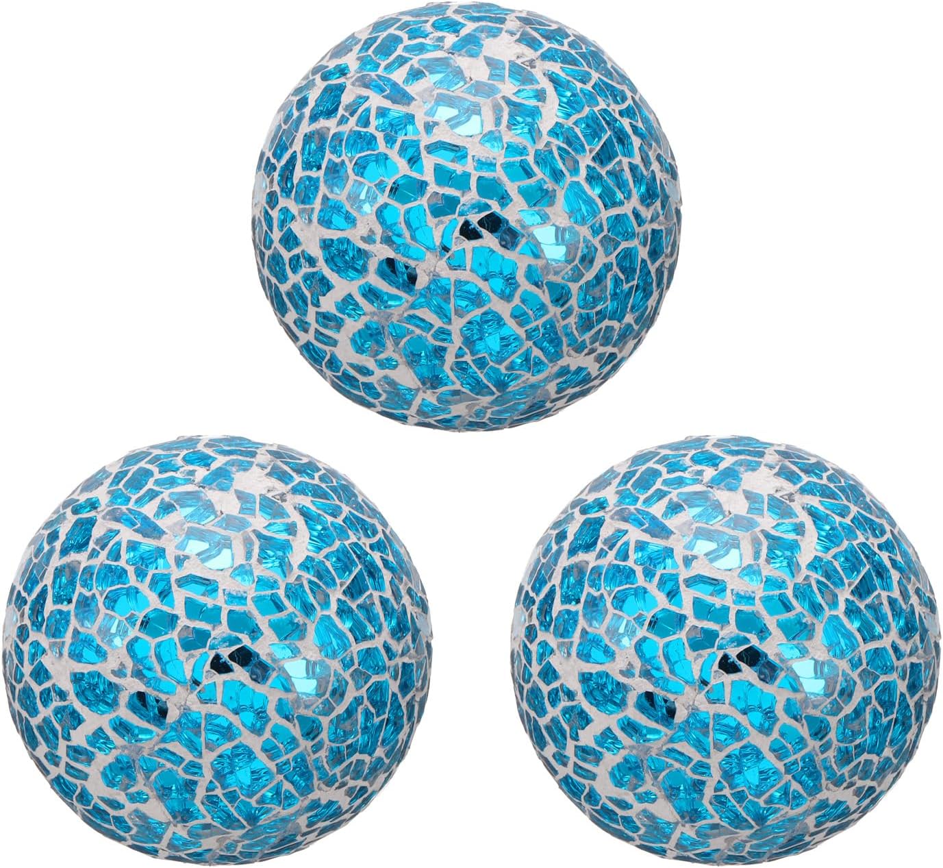 uxcell 3Pcs Decorative Glass Balls 2.36 Inch Orbs Centerpiece Balls Mosaic Glass Ball Sphere for Decor Bowls Vases Dining Table Party, Dark Blue