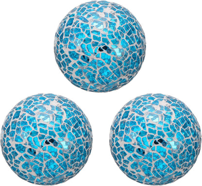 uxcell 3Pcs Decorative Glass Balls 2.36 Inch Orbs Centerpiece Balls Mosaic Glass Ball Sphere for Decor Bowls Vases Dining Table Party, Dark Blue