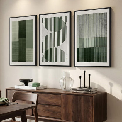 Large Framed Abstract Nature Landscape Wall Art for Living Room, Set of 3 Modern Canvas Prints Paintings Artwork for Walls, Green Lake Pictures for Hallway, Dining Room, Office Wall Decor 24x36 Inch