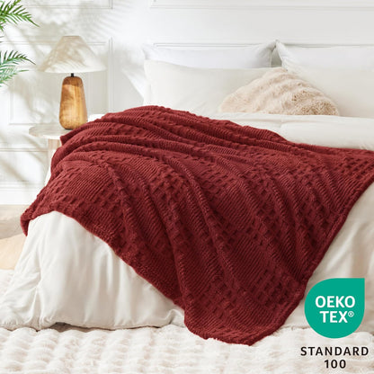 EXQ Home Fleece Throw Blanket for Couch or Bed - 3D Imitation Turtle Shell Jacquard Decorative Blankets - Cozy Soft Lightweight Fuzzy Flannel Blanket Suitable for All Seasons(50"×60",Beige)