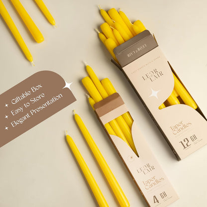 Leor & Lair Ivory Taper Candles - 4 Pack 10" Ivory Candlesticks - Unscented Cream Candle Sticks for Home Decoration, Holiday Tables, Weddings, Restaurants & Business Events