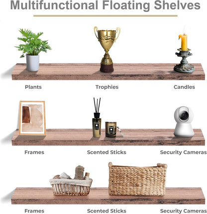 Sorbus Floating Shelves for Wall - 48 Inch Long Bathroom Shelves, Wall Decor for Bedroom, Kitchen, Living Room & Book Storage - Mounted Floating Shelf with Invisible Brackets (Maple Wood, 2 Pack)