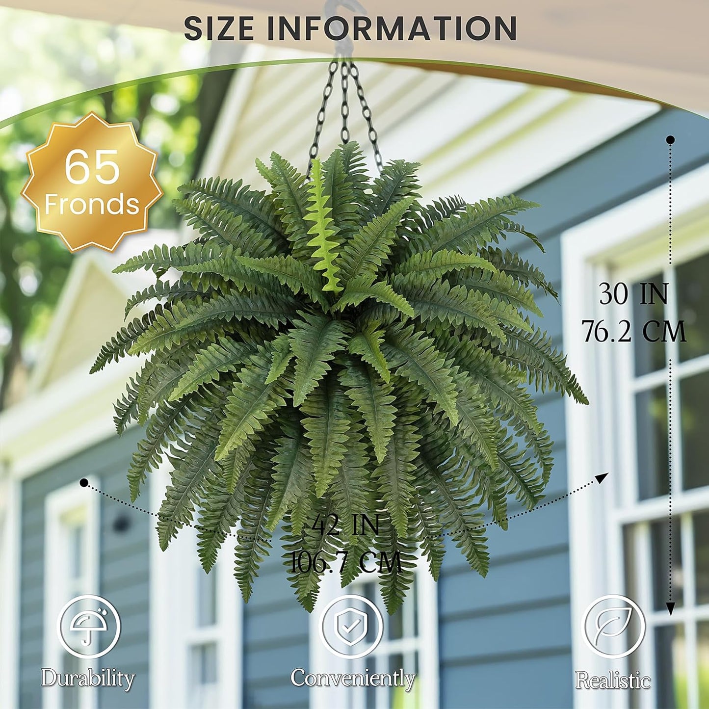 FOREST PRINCE 35" Ferns Artificial Bush Plants Large, 2 Artificial Boston Ferns with 39 Fronds for Outdoors Home Decor