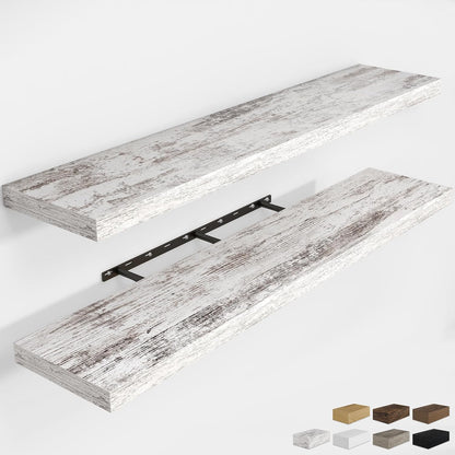 RICHFOCUS 72Inch Floating Shelves for Wall 2 Pack Shelves for Bedroom|Kitchen|Bathroom Wall Mounted Rustic Wood Floating Shelf with Invisible Brackets for Books|Storage|Decor, Rustic Brown
