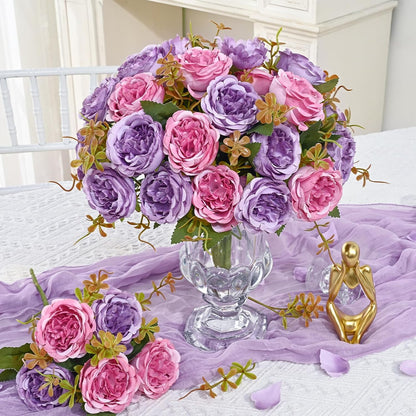 MARTINE MALL 2 Packs Peonies Artificial Flowers, Light Pink Artificial Peonies, Silk Peonies Flowers Fake Peonies Artificial Flowers Peonies Bouquet for Centerpiece Table Wedding Party Home Decor