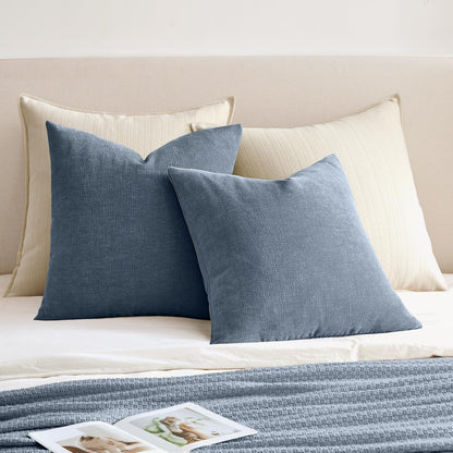 MIULEE Olive Green Couch Pillow Covers 18x18 Inch, Set of 2 Soft Chenille Decorative Square Throw Pillow Covers Farmhouse for Sofa Living Room Bed