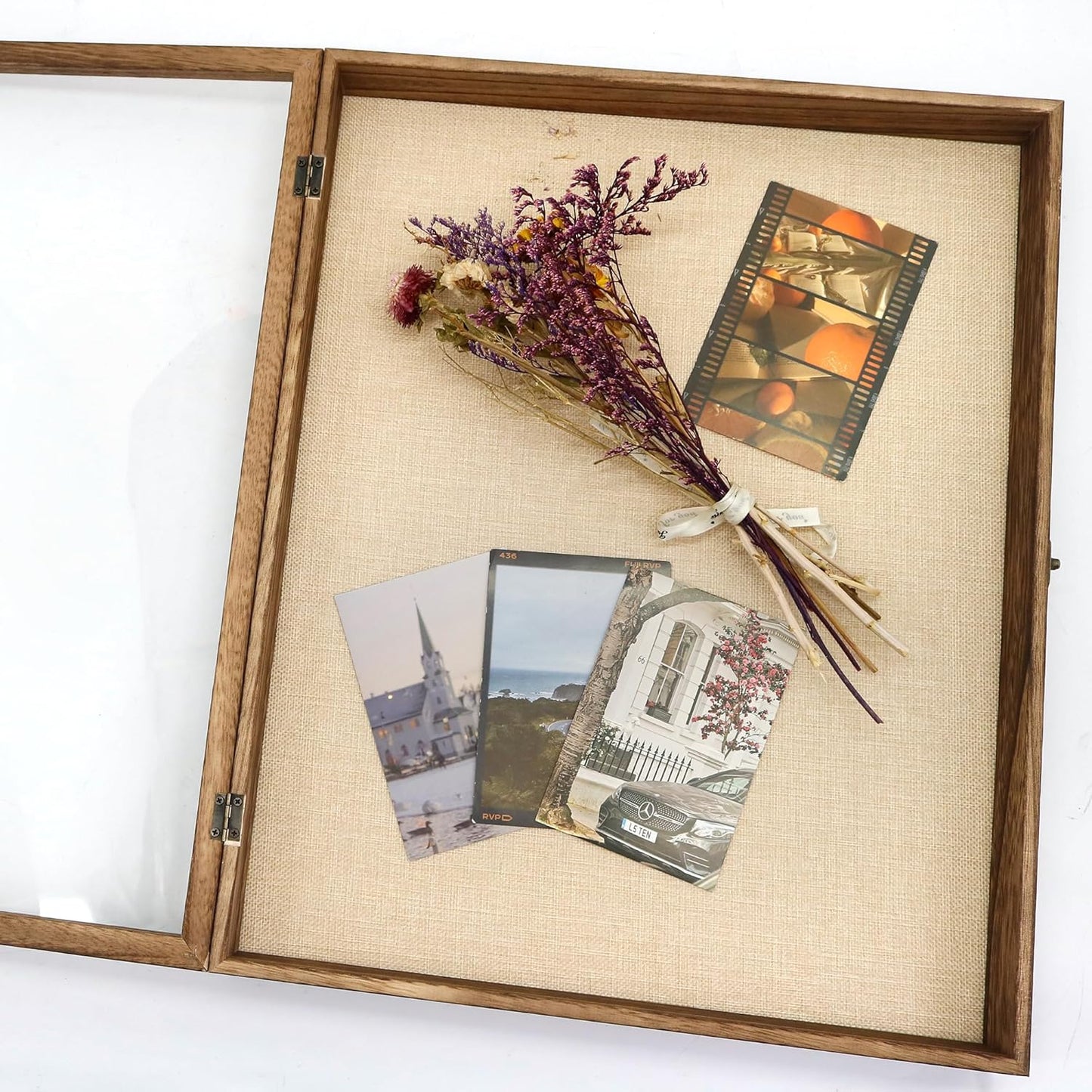 GraduatePro Shadow Box Frame 11x14 Display Case with Linen Back, Real Glass Window Door with Hinge, Picture Frame Wedding Bouquet Memorabilia Medals Photos Memory Box for Keepsakes, Carbonized Black