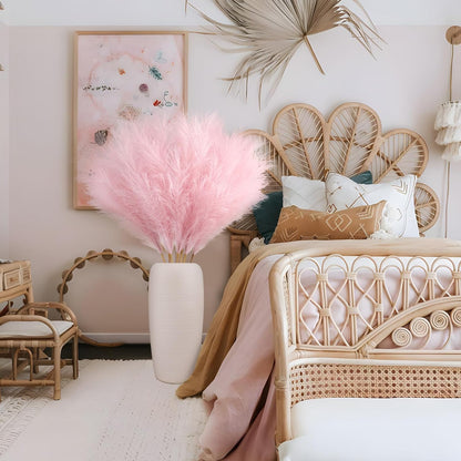 Ouddy Decor 8 Pcs Faux Pampas Grass Decor 38''/97cm Tall Artificial Large Pompous Pompas Floral Fluffy Fake Plants Floor Vase Filler for Wedding Kitchen Home Boho Decorations, Mixed Beige