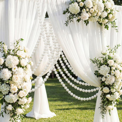 Canlierr 2 Pcs 5.6ft Wedding Giant Pearl Garland Decorations Large Faux Bead Garland with Hook for Ceremony Photo Booth Outdoor Proposal Scene Garden Beach Party Decor(Ivory White,25mm,Simple)