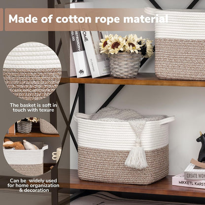 Goodpick Cube Storage Bins - Towel, Book, Cloth, Shoes, Closet Shelf Woven Baskets for Office, Baby Laundry, Toys, 13''x10''x9''