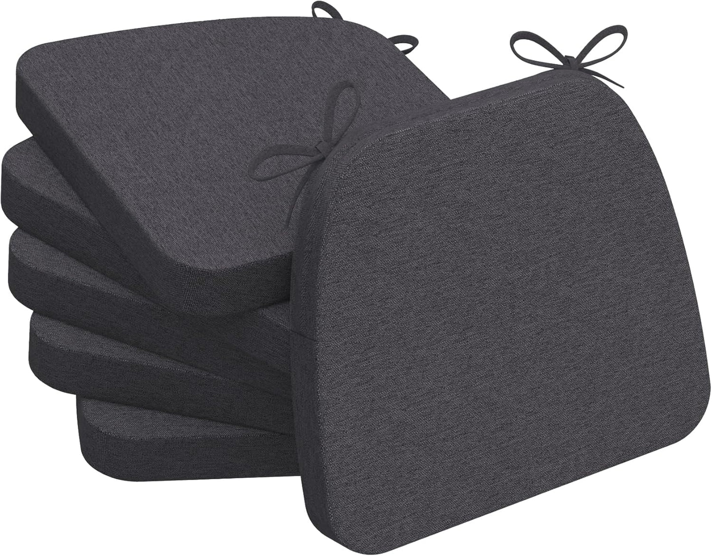 AAAAAcessories D-Shaped Chair Cushions, 2" Thick Dining Chair Pads with Ties and Removable, Machine-Washable Cover, 17" x 16", Set of 4, Oatmeal Beige - Colors A