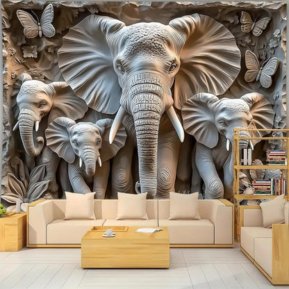 BSFHH 3D Animal Tapestry Wall Hanging Art Bedroom Living Room Wall Art Poster (Elephant, 90''×70'')