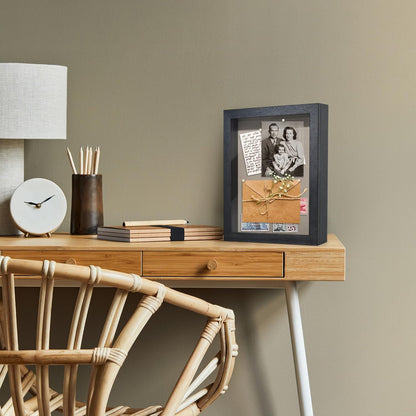 Americanflat Front Opening 11x14 Shadow Box Frame with Shatter-Resistant Glass - Silhouette Collection - Shadow Box Display Case for Tabletop and Wall Display - Black