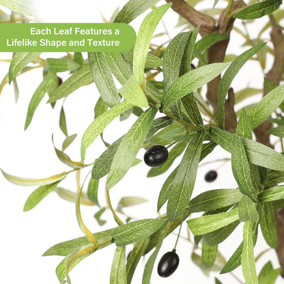 FEELEAD 7ft Faux Olive Tree - Fake Potted Olive Silk Tree with Planter Natural Olive Branches and Realistic Leaves Artificial Tree for Home House Office Decor Indoor