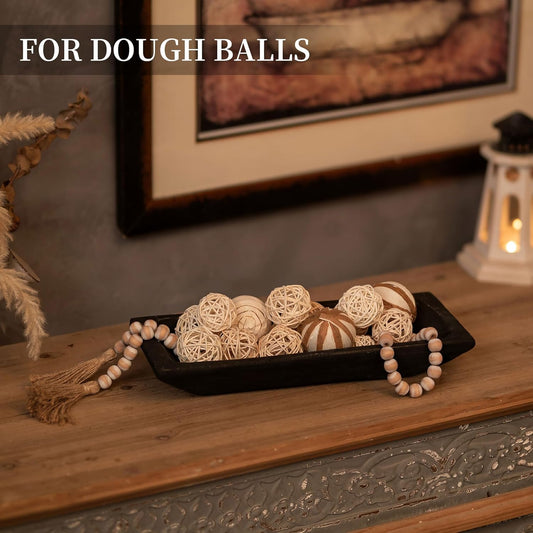 Hanobe Decorative Wooden Dough Bowl: Wood Bowl Decor for Entry Table Decor Coffee Table DecorDining Room Kitchen Decor, Brown