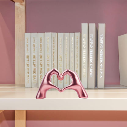 Small Heart Hands Sculpture Decor for Living Room Bedroom Bookshelf Coffe Table and Office Display, Love Finger Statue Modern Aesthetic Home Decor, Unique Gift for Wedding Christmas Birthday (Gold)