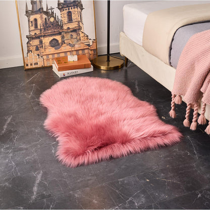 EasyJoy Ultra Soft Fluffy/Fuzzy Shaggy Area Rug Faux Fur Chair Cover Seat Pad for Bedroom Floor Sofa Living Room (2 x 6 ft Sheepskin, Beige)