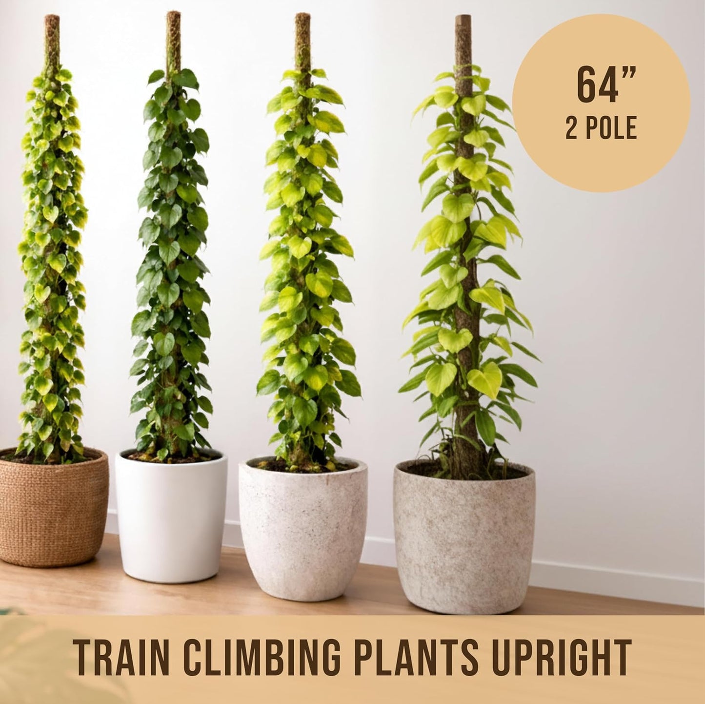 Craft911 Moss Pole Monstera Plant Support – 2 Pack 28” Bendable Moss Pole Monstera Plant Support, Plant Stakes for Indoor Plants, Tall Plant Sticks Support for Climbing Plants