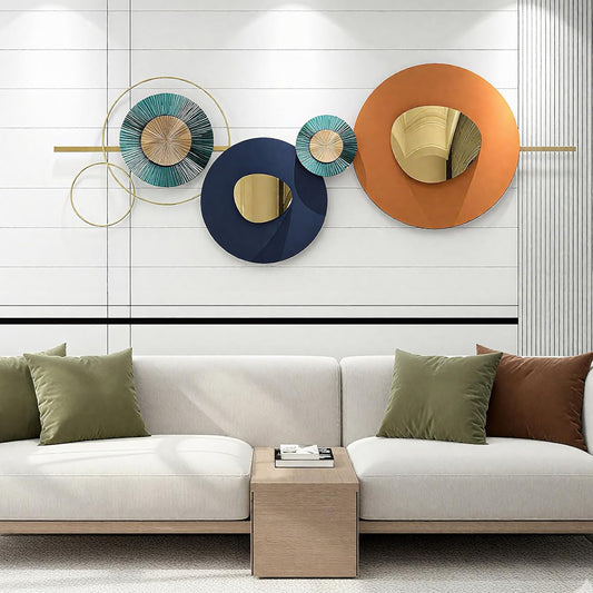 Lucky Monet Large Wall Decor for Living Room, Modern Metal Wall Art, 3D Textured Geometric Wall Sculpture 59"x24" Wall Hanging Decoration for Dinning Room Bedroom Entryway