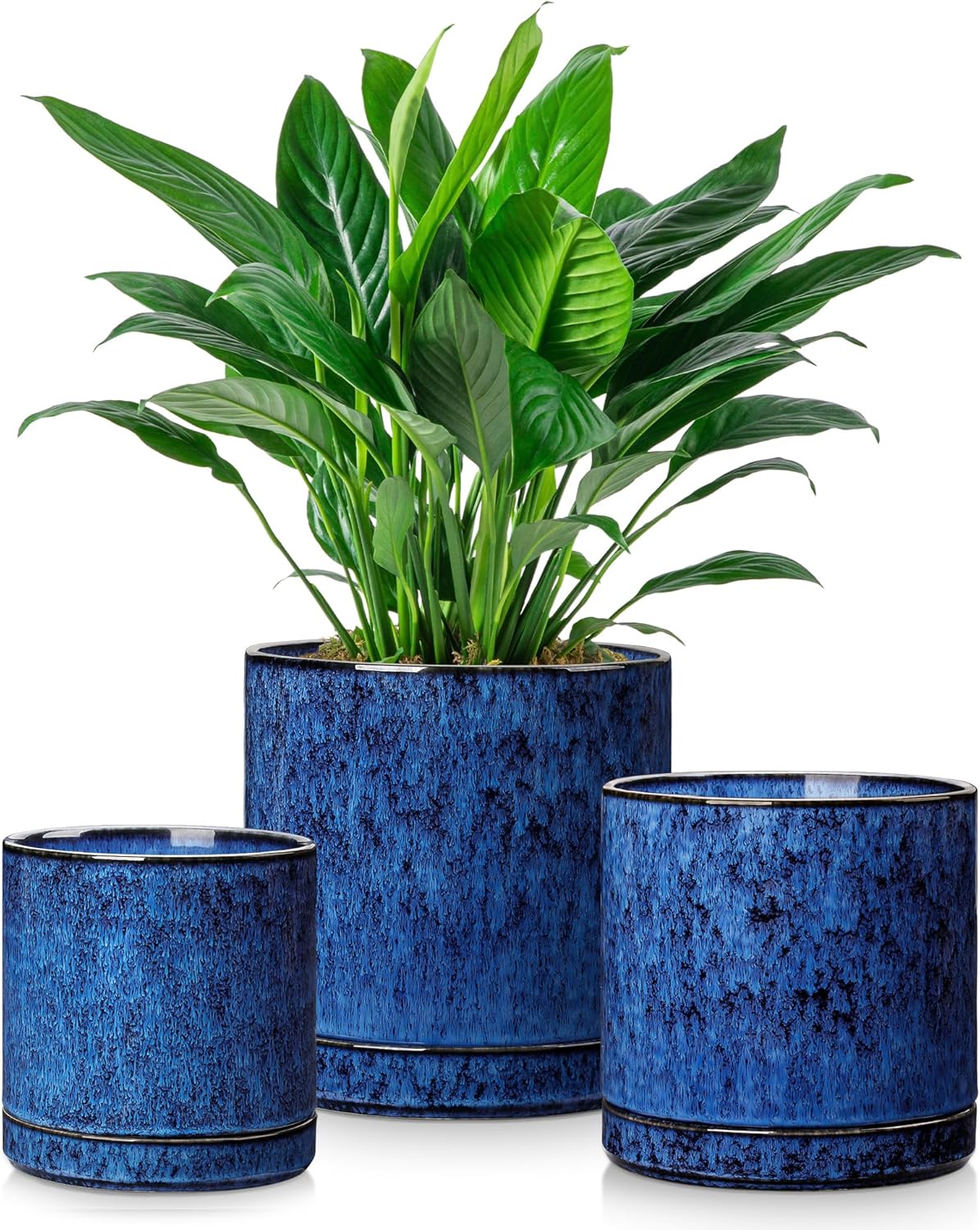 vancasso Ceramic Plant Pots, 3 Piece Planters for Indoor Plants, 4.25+5.25+6.25 Inch Flower Pots with Drainage, Plant Pots Indoor for Succulent, Pothos, Snake Plant and Money Tree, Etc (White)
