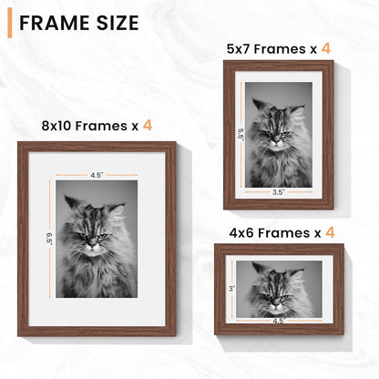 Venusmiles 20 Pack Picture Frames Collage Wall Decor, Gallery Frame Set for Wall Mounting or Tabletop Display, Multi Sizes Including 4pcs 8x10, 8pcs 5x7, 8pcs 4x6, Oak