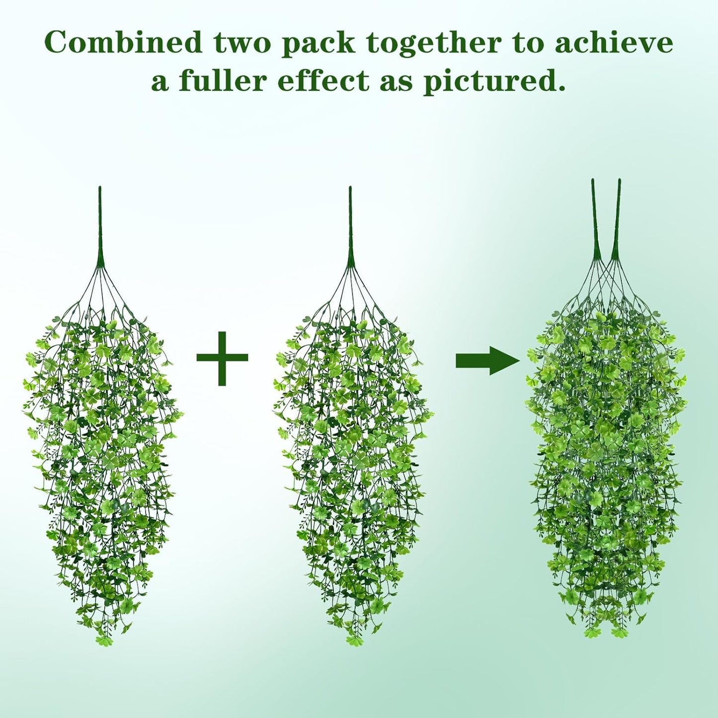 Waipfaru 4Pcs Fake Hanging Plants 2.7ft Fake Plants Eucalyptus Leaves UV Resistant Fake Vines Ivy Artificial Plants Outdoor Faux Plants Indoor Bedroom Living Room Boho Wall Porch Shelf Decor
