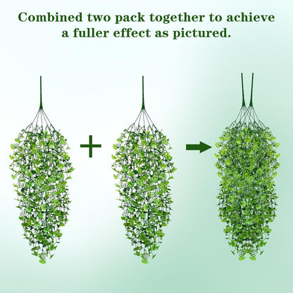 Waipfaru 4Pcs Fake Hanging Plants 2.7ft Fake Plants Eucalyptus Leaves UV Resistant Fake Vines Ivy Artificial Plants Outdoor Faux Plants Indoor Bedroom Living Room Boho Wall Porch Shelf Decor