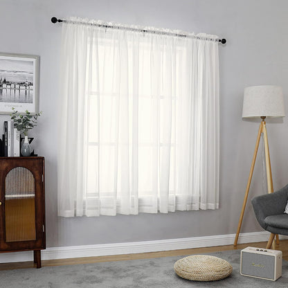 Chyhomenyc Sheer White Valances for Windows 2 Pack, Small Window Curtains for Living Room Bathroom Cafe Laundry Basement, Modern Top Dual Rod Pocket Voile Curtain, 42W x 14L inches, White - Colors C