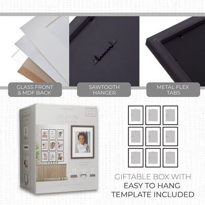Sheffield Home 9 Piece Gallery Wall Frame Set, 11x14 in. matted to 8x10 in. (Matte Black)