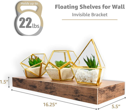 Sorbus Floating Shelves for Wall – 16 Inch Floating Shelf for Kitchen, Bedroom, Living Room, Bathroom, Home & Wall Decor - Mounted Bathroom Shelves with Invisible Brackets (Maple Wood, 2 Pack)