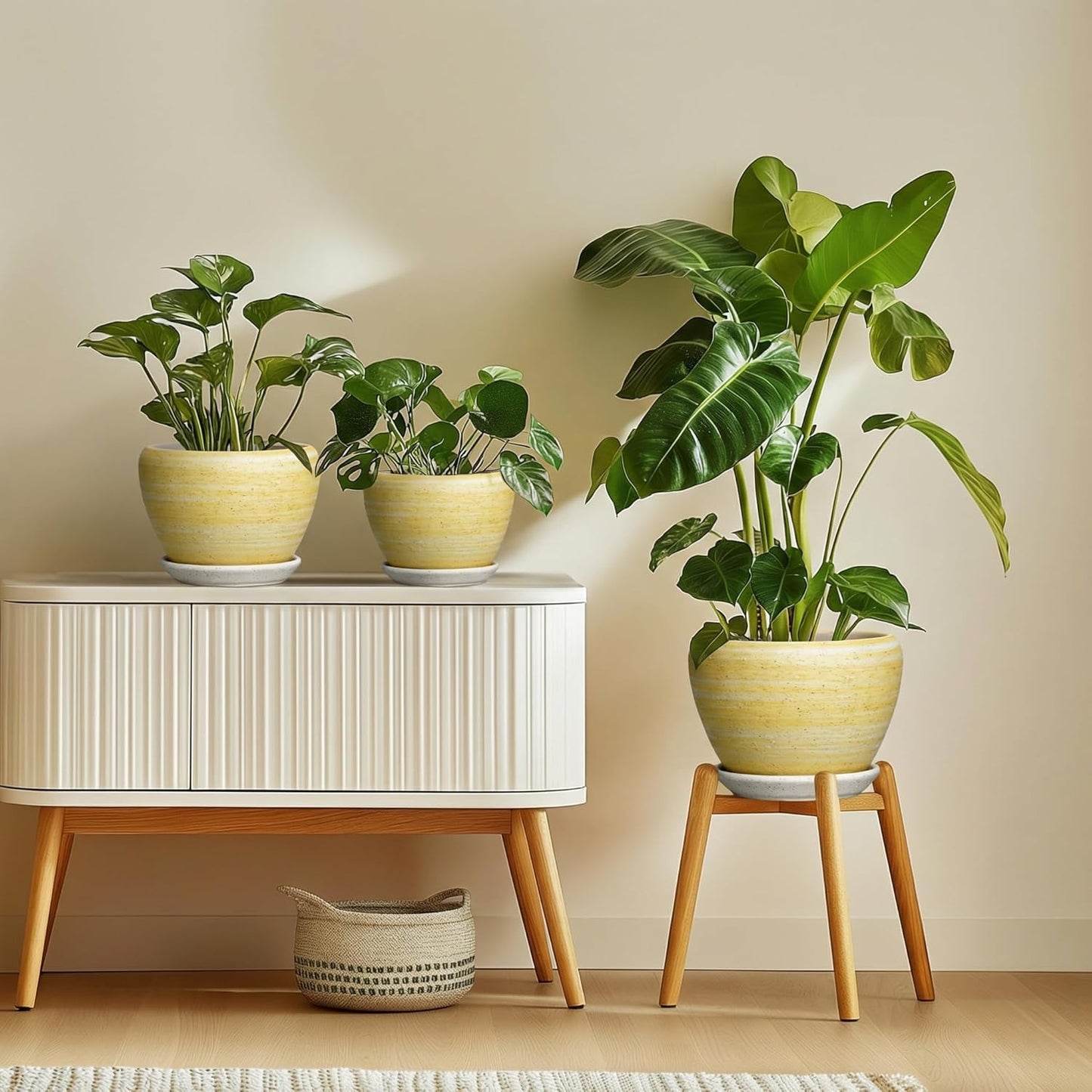 6 Inch Plant Pot - Ceramic Pots for Plants with Drainage Hole and Saucer, Round Succulent Planter Indoor Outdoor, Modern Flower Pot for Snake Plants, Home Decor, Gifts for Plant Lover, Blue