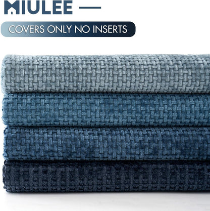 MIULEE Pack of 4 Couch Throw Pillow Covers 18x18 Inch Neutral Soft Decorative Chenille Pillow Covers Farmhouse Boho Cushion Covers for Mid Century Modern Spring Home Decor Sofa Bedroom Living Room