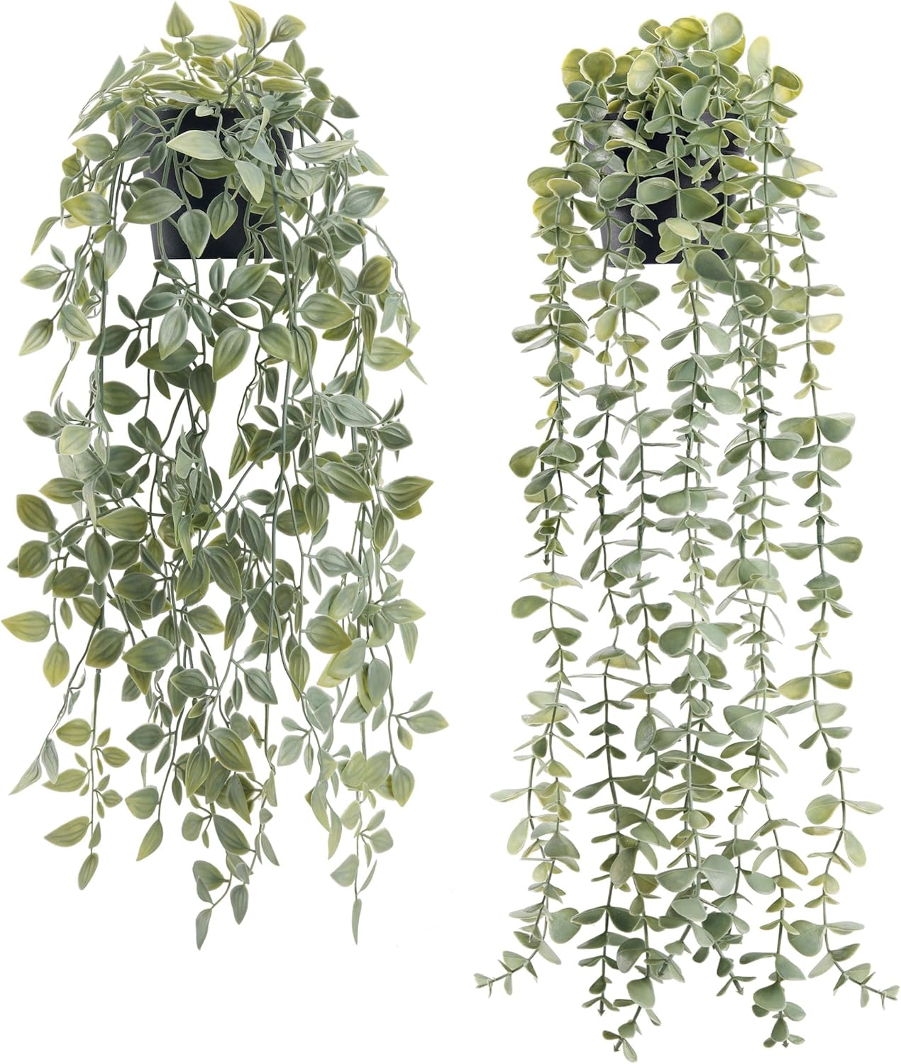 Der Rose 1Pcs Fake Plants Hanging Artificial Potted Faux Eucalyptus Plants for Modern Boho Farmhouse Bathroom Office Desk Wall Art Shelf Living Room Aesthetic Decor Indoor