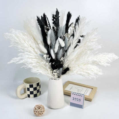 Natural Dried Flower Bouquet - 17" Boho Style Mixed Pampas Grass Ideal for Home Decor, Wedding Decor, Bridal Bouquets, Floral Arrangement, Event Centerpieces, Table Decor