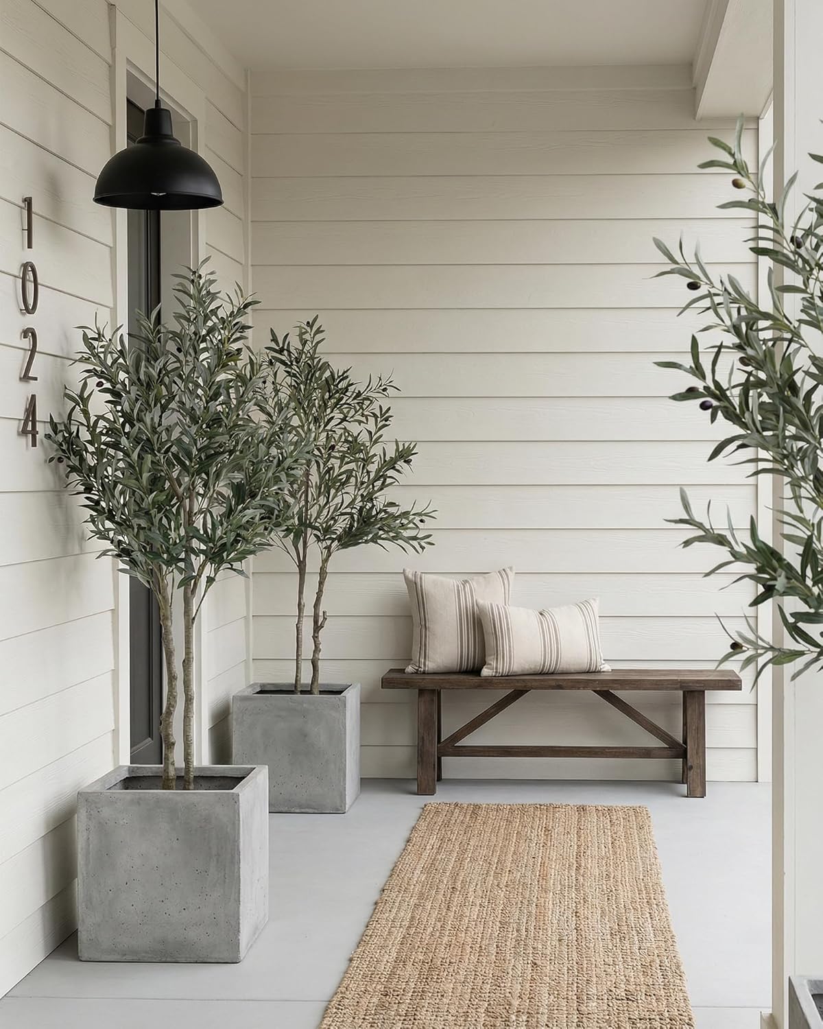 KOL 5.2ft Artificial Olive Tree Indoor, Tall Faux Olive Trees, Fake Olive Tree Floor Plant for Home Office Living Room Decor with Matte Black Pot