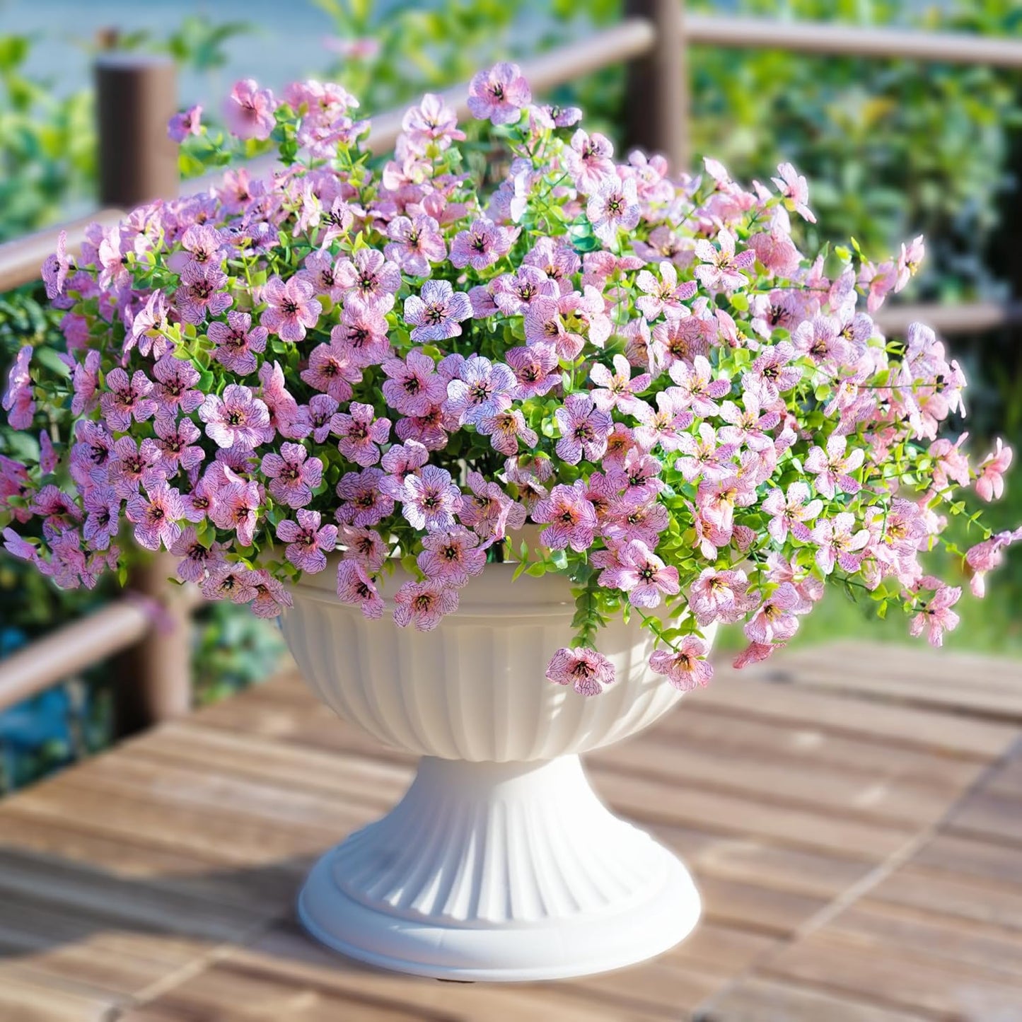 16 Bundles Artificial Fake Flowers Plants for Outdoors Spring Summer Decor,Faux Flowers Plant Silk Daisy UV Resistant for Outside Planters Front Porch Patio Yard Garden Home(Red,Purple,Yellow,Fuchsia)
