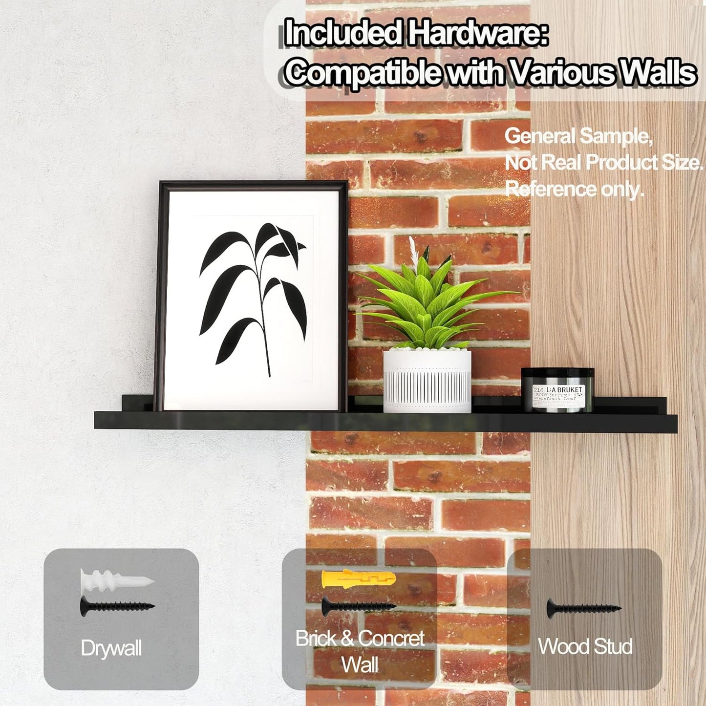 White Floating Shelves for Wall Decor, Wall Mounted Wood Storage Shelf for Bedroom, Living Room, Bathroom, Kitchen, Nursery, Display Picture Ledge Shelf with Lip Set of 2-14 Inches, White