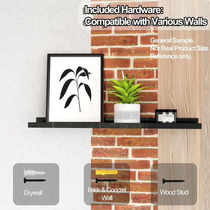 White Floating Shelves for Wall Decor, Wall Mounted Wood Storage Shelf for Bedroom, Living Room, Bathroom, Kitchen, Nursery, Display Picture Ledge Shelf with Lip Set of 2-14 Inches, White