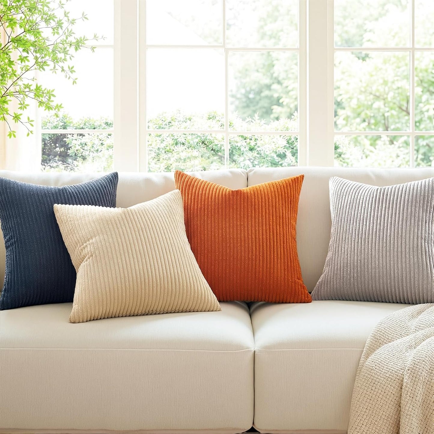 Topfinel Decorative Throw Pillow Covers Cushion Cases, Set of 4 Soft Velvet Modern Double-Sided Designs, Mix and Match for Boho Farmhouse Fall Home Decor (18x18 inch, Orange/Teal)
