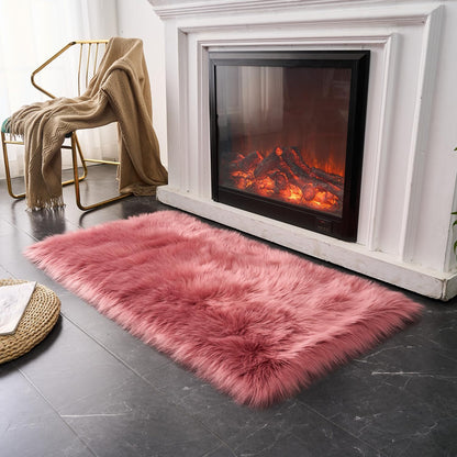 EasyJoy Ultra Soft Fluffy/Fuzzy Shaggy Area Rug Faux Fur Chair Cover Seat Pad for Bedroom Floor Sofa Living Room (2 x 6 ft Sheepskin, Beige)