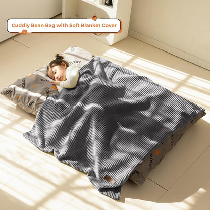 MAXYOYO 3 in 1 Kids Bean Bag Chair Couch, Convertible Chair Folds from Bean Bag to Lounger, Child Floor Sofa for Gaming, Reading, Floor Mattress with High-Density Foam Filling