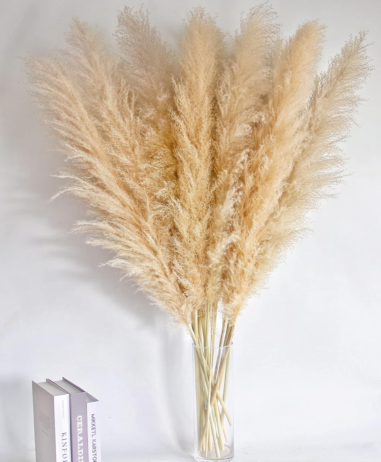 46" inch 10 Stems Natural Pampas Grass Decor Tall, Pompas Grass, Tall Pampas Grass for Weddingm, Farmhouse, Boho Home Decor (Beige)