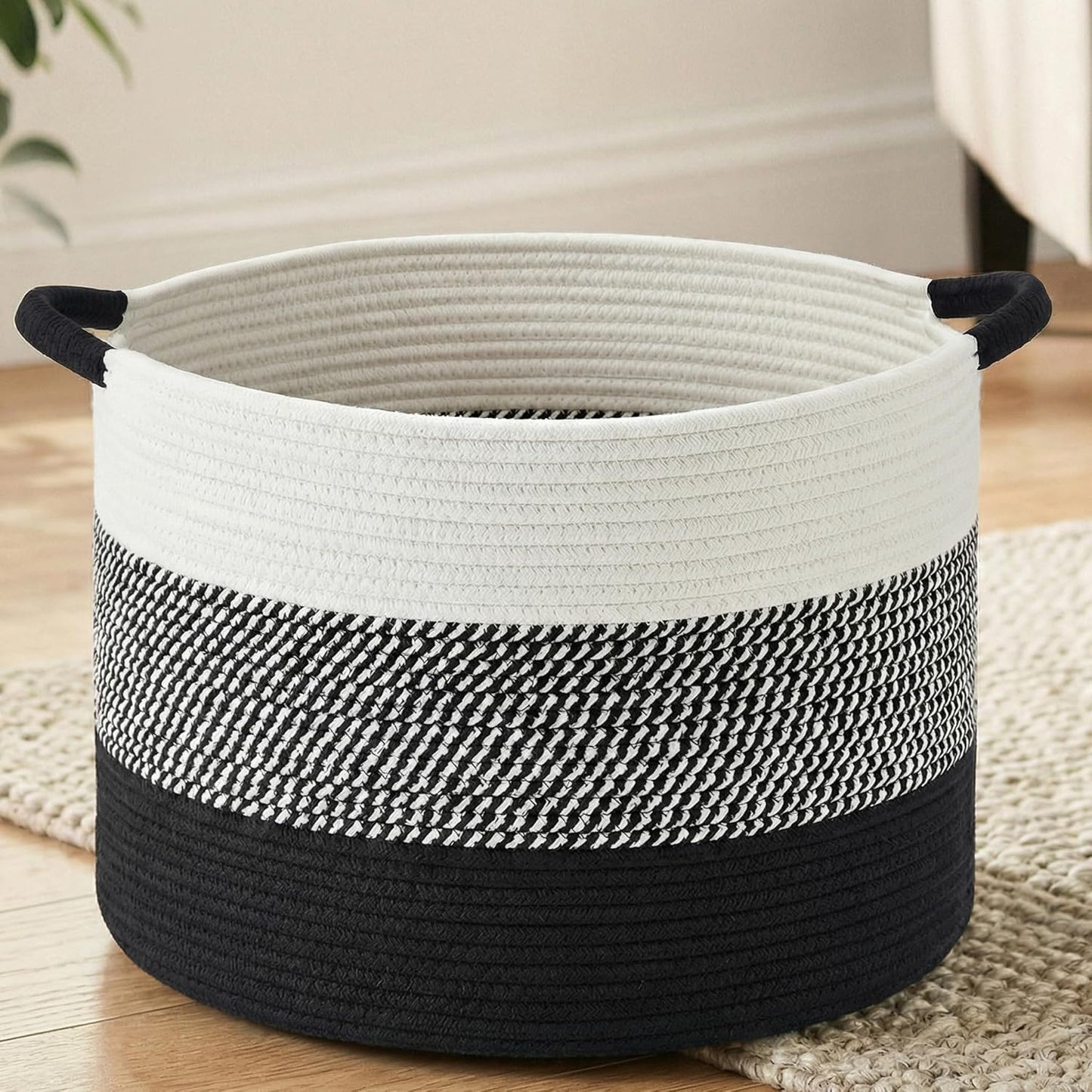 Artfeel 70L Large Cotton Rope Basket, Decorative Woven Blanket Storage for Living Room, Boho Toy Storage & Toy Box for Kids, Versatile Laundry Basket & Nursery Hamper for Blankets(Brown)