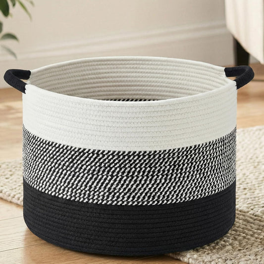 Artfeel 70L Large Cotton Rope Basket, Decorative Woven Blanket Storage for Living Room, Boho Toy Storage & Toy Box for Kids, Versatile Laundry Basket & Nursery Hamper for Blankets(Brown)