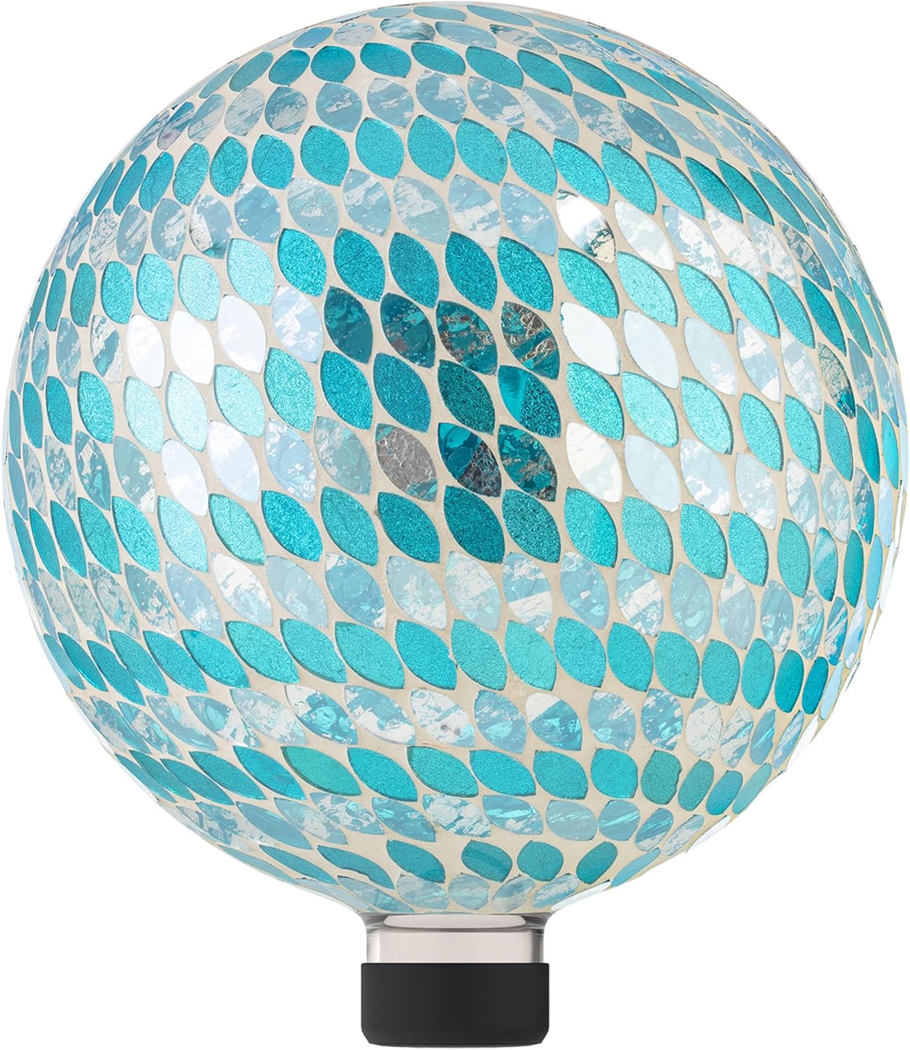 Alpine Corporation 10" Diameter Indoor/Outdoor Glass Mosaic Gazing Globe Yard Decoration, Purple Pearlized Petals Design