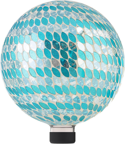 Alpine Corporation 10" Diameter Indoor/Outdoor Glass Mosaic Gazing Globe Yard Decoration, Purple Pearlized Petals Design