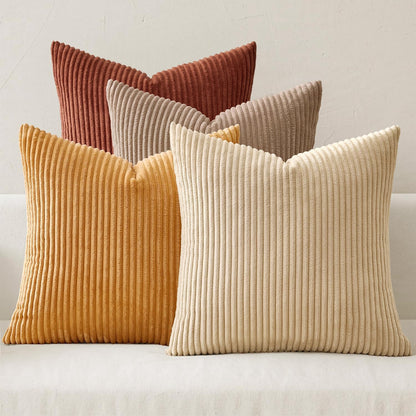 MIULEE Boho Farmhouse Sage Green Throw Pillow Covers 18x18 Inch Set of 4 Mordern Nordic Cushion Covers Soft Corduroy Spring Home Decor for Couch Bed Sofa Living Room Forest Green