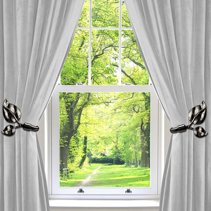 HIKMLK Leaf Shaped Curtain Tieback Holdbacks 2pcs, Handmade Metal Curtain Side Holders for Wall, Curtain Hook Pull Backs for Drapes Window Decoration