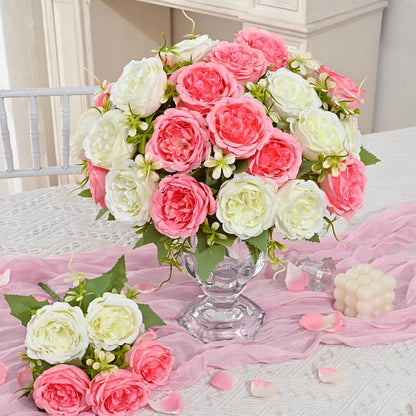 MARTINE MALL 2 Packs Peonies Artificial Flowers, Light Pink Artificial Peonies, Silk Peonies Flowers Fake Peonies Artificial Flowers Peonies Bouquet for Centerpiece Table Wedding Party Home Decor